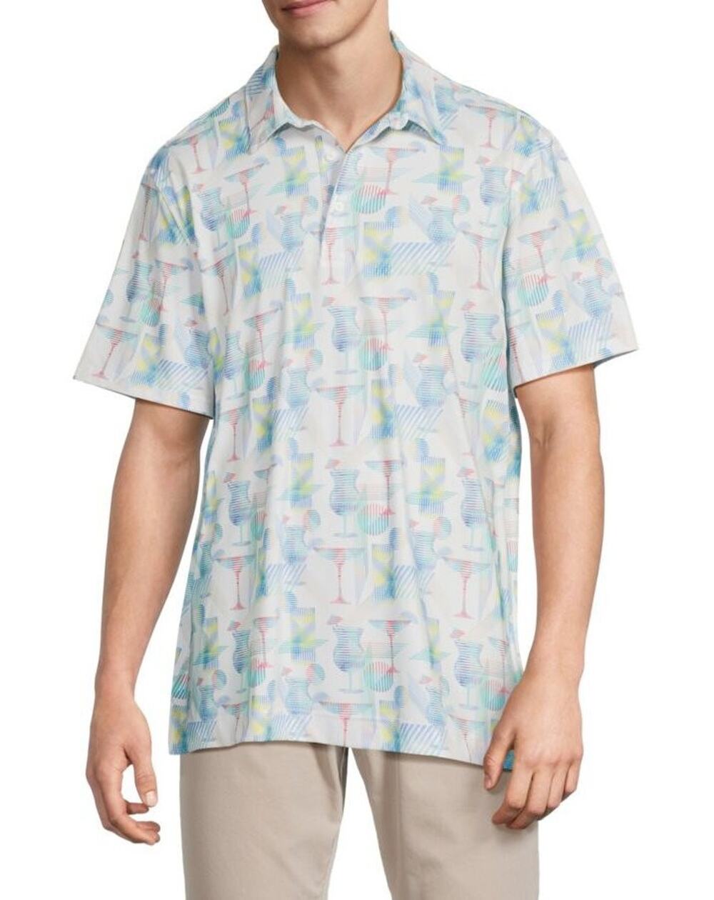$149 NWT Robert Graham Happy Hour Cocktail-Inspired Print Polo White Size S